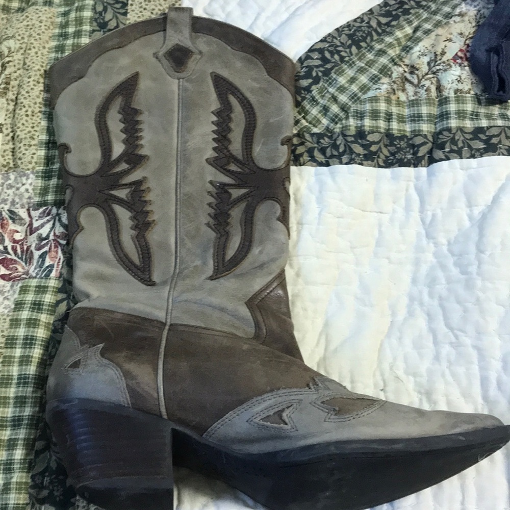 Reba Brown Distressed Cowboy Boots
